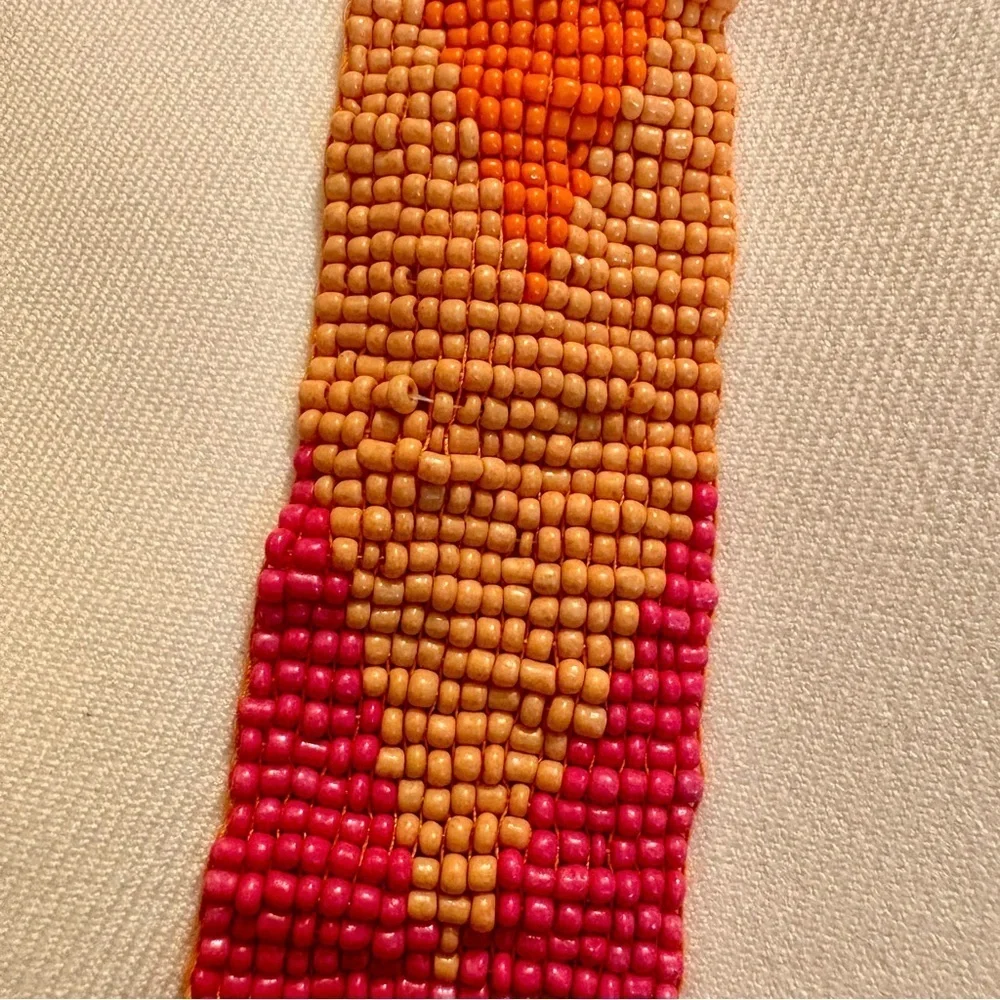 Handmade Beaded Boho Statement Necklace – Multicolor Tribal Inspired with Chains